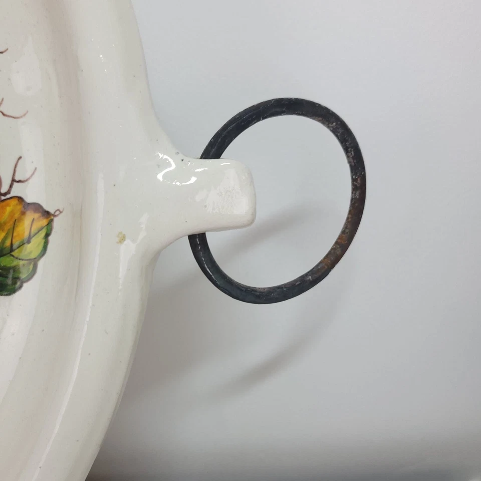 Bandeja de exhibición de plato de cerámica italiana hecha a mano de 16" mango de anillo Foto 3 de 4