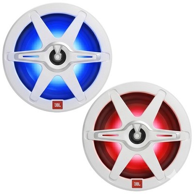 2x JBL Club 82 8'' 450W 2-Way Marine RGB LED Speakers with White and Gray Grilles