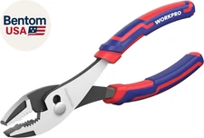 8” Slip Joint Pliers Tool, Large Soft Grip,Rust Prevention Finish, 3-Zone Serrat