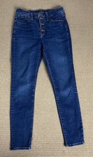 J Crew 10  High Rise Skinny Jeans Button Fly Blue Denim Size 27 Blue