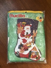 Bucilla Christmas Holiday STOCKING FELT Applique Kit,DOWN THE CHIMNEY,28",84079