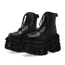 Fashion Punk Style Men's Womens Boots Platform Metal Muffin Lace-up Knight Shoes