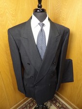 Paulo Solari Mens Suit 48L 36 X 31 Dark Gray Pinstripe Double Breast Wool B-8 7