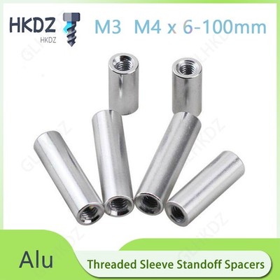 M3 M4 Aluminum Round Threaded Sleeve Standoff Spacers Long Nuts Connector New