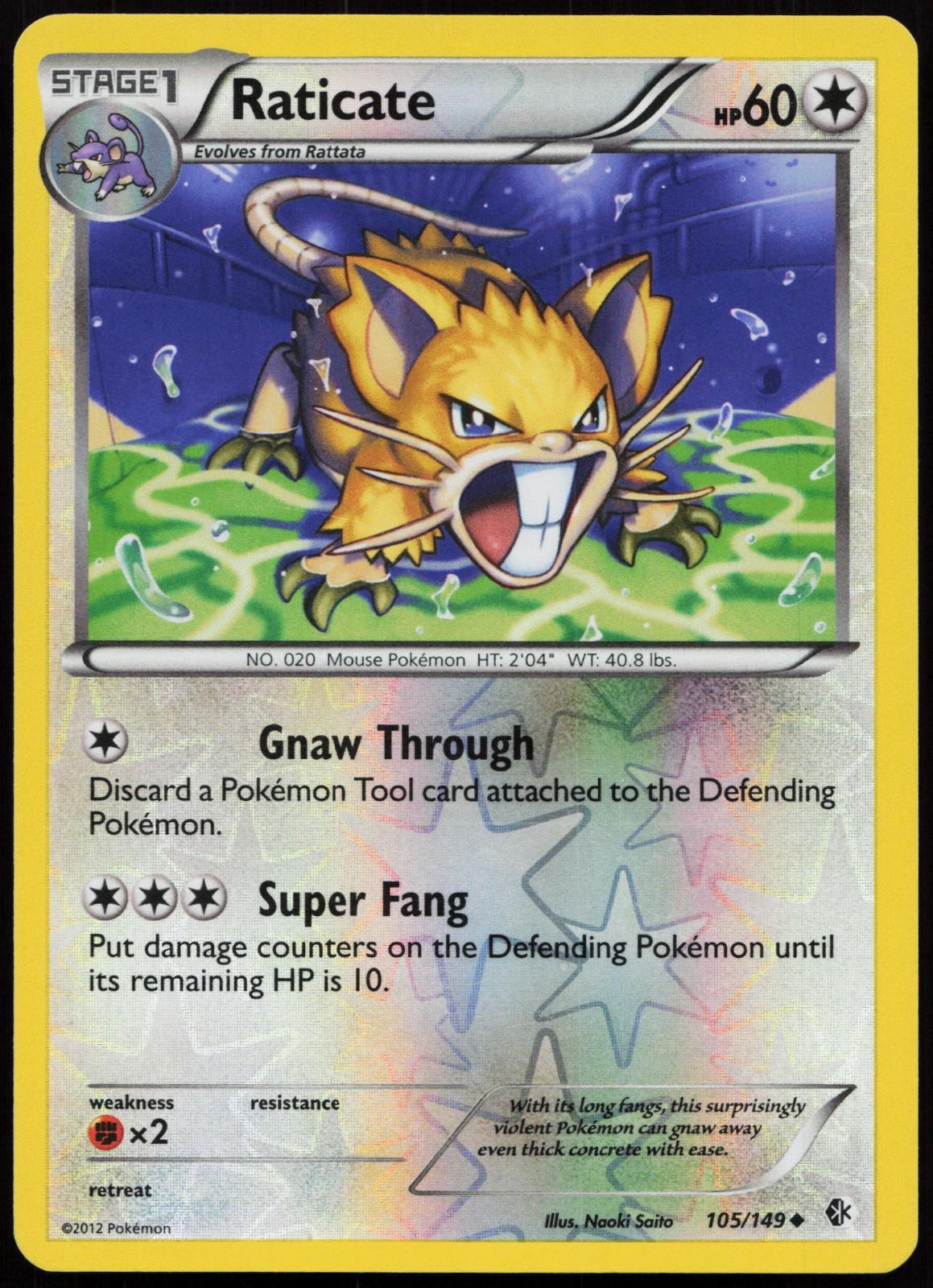 Raticate 105/149 Uncommon Boundaries Crossed Pokemon Reverse Holo MP