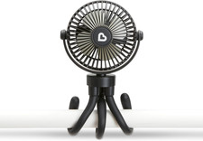 Munchkin Stroller Fan, 4 Speed, Black with Multicolored LED Lights