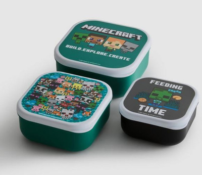 Minecraft Brotdosen verschachtelt Snack Töpfe Majong 3er Pack Schule Dinner Box