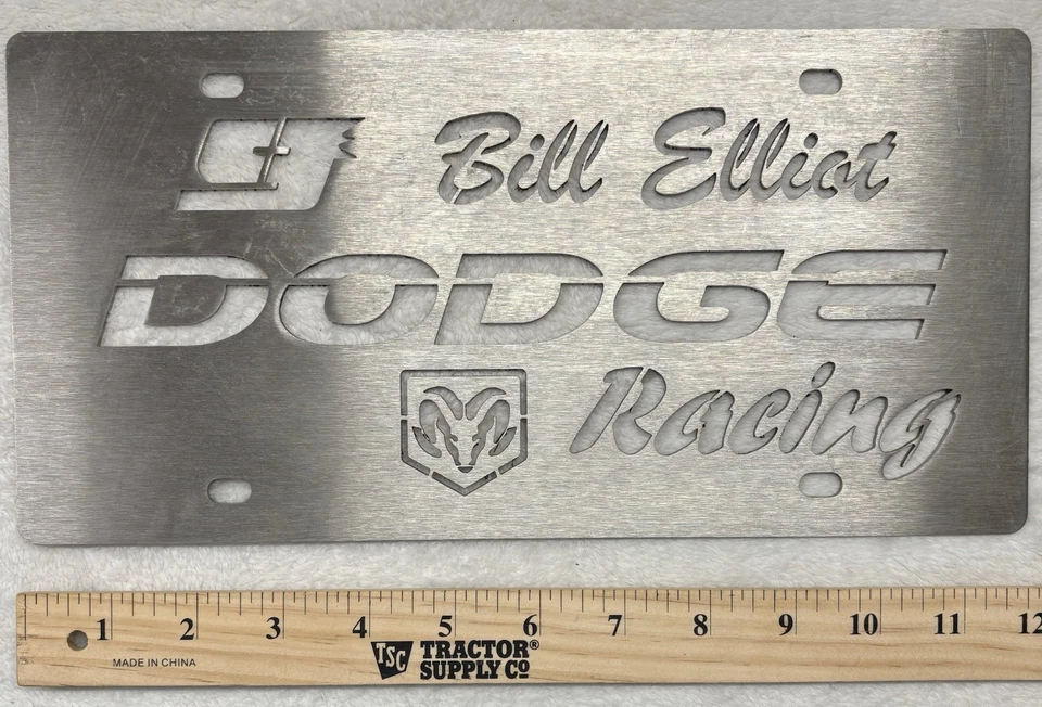 Placa de matrícula de metal cortada con láser Bill Elliot Dodge Racing #9 resistente Foto 3 de 4