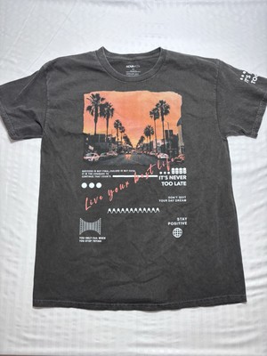Novamen Graphic T Shirt Short Sleeve Black Cali Vibe Size Medium