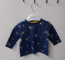 Mothercare T/Shirt Top 3 Months Baby Girls Navy Blue Rabbit Print Long Sleeve
