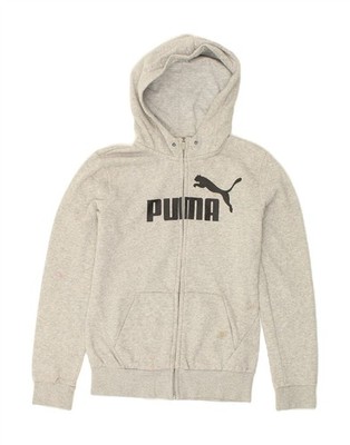 Puma Damen Graphic Zip Hoodie Pullover UK10 Small Grau Baumwolle SF10