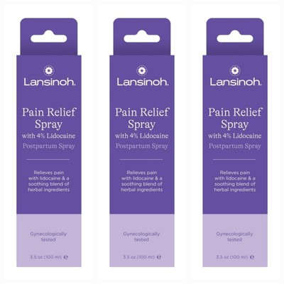 Lansinoh Postpartum Pain Relief Spray, Herbal, Gynecologically Tested 3-Pack Lot