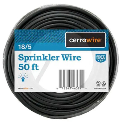 Cerrowire 50 ft. 18/5 Black Solid Copper Sprinkler Wire
