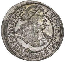 Moneta Argento Royal Mint of Slesia Leopoldo I, 6 kreuzer 1673, Breslavia