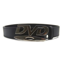 Unisex Y2K Jeans Belt with DVD Logo Buckle, Trendy Vintage Streetwear Waist Belt