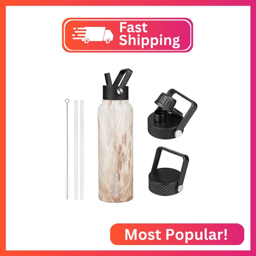 S With Straw Lid, 40oz Stainless Steel Water Bottle