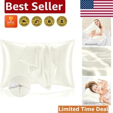 Ivory Satin Pillowcases Set of 2 for King Size Pillows Luxe Softness Comfort