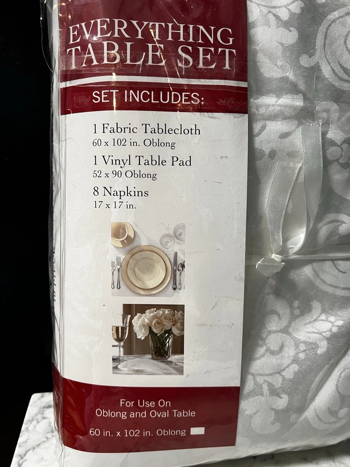 Town & Country Everything Table Set White Floral 60"x102" Oblong - Image 2 of 4