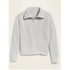 Old Navy Women s Medium Light Gray Quarter Zip Sweater Pullover