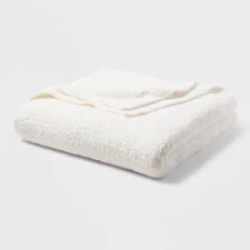 Threshold Chenille Throw Bed Blanket Oversized 108x92 Midweight, White, King
