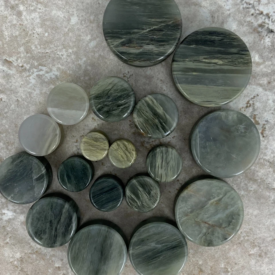 Juego de tapones de doble llamarada Green Line Jasper Stone (STN-646) medidores de oído ELIGE EL TAMAÑO Foto 4 de 4