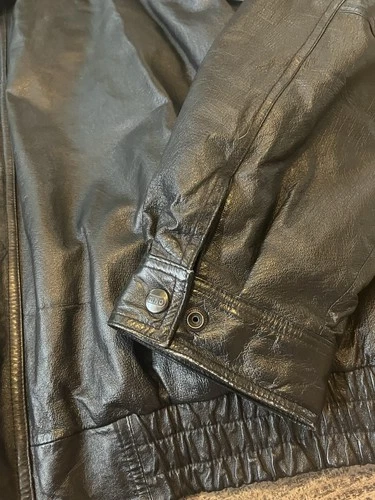 Vintage Quality Gino Leather Jacket Black Bomber Collared Coat 3XL Excellent image 3