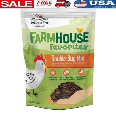 High Protein Chicken Treats Double Bug Mix 2lb Natural Foraging Poultry Feed New