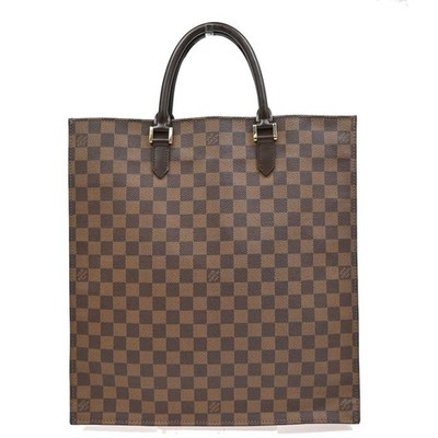 LOUIS VUITTON Sac Plat Hand Tote Bag Damier Ebene Leather Brown N51140 88PA066
