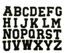 3D Alphabet Letters Chenille Black Patches Applique 1 Piece Of Your Choice