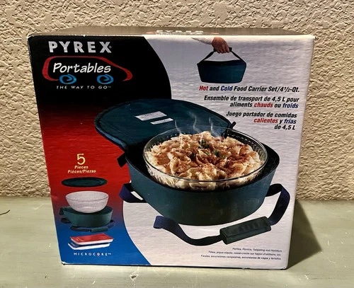 Vintage 1997 Pyrex Portables Round Dish 4.5 Qt. Glass Bowl With Lid Corning