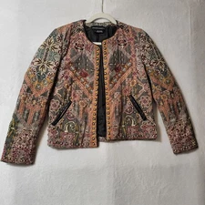 Hemant & Nandita Jacket Womens Small Multi Embroidered Boho Studded India Ethnic