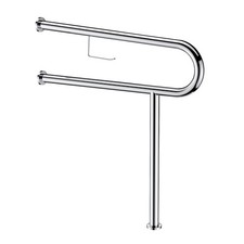 80cm Bathroom Grab Rail Handicap Toilet Support Handle Chrome with Paper Holder