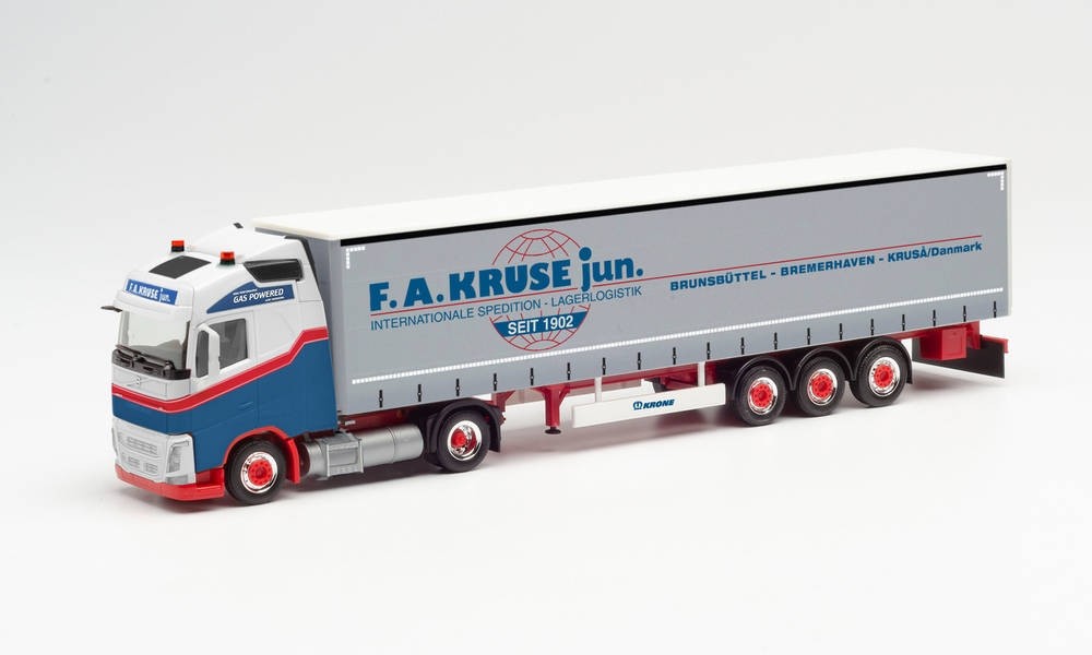 Camion miniature Volvo FH Herpa remorque bâchée Fakruse échelle 1/87 HO