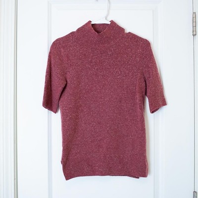 Soft Knit Mock Neck Sweater Half Sleeve Minimalist quiet luxe Adrienne Vittadini