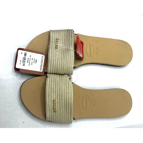 Havaianas You Malta Metallic Slide Sandals Golden Size 11 12 US, 41 42 EU - Imagen 3 de 4