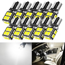 10Pcs Ice White LED Interior Map Dome T10 194 W5W 2825 License Plate Light Bulbs