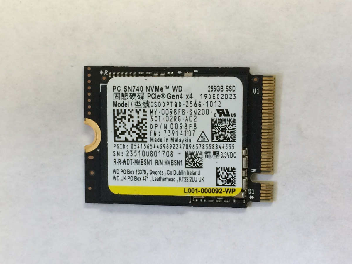 M.2 NVMe SSD 2230 Single Notch 128GB 256GB 512GB | Very Good