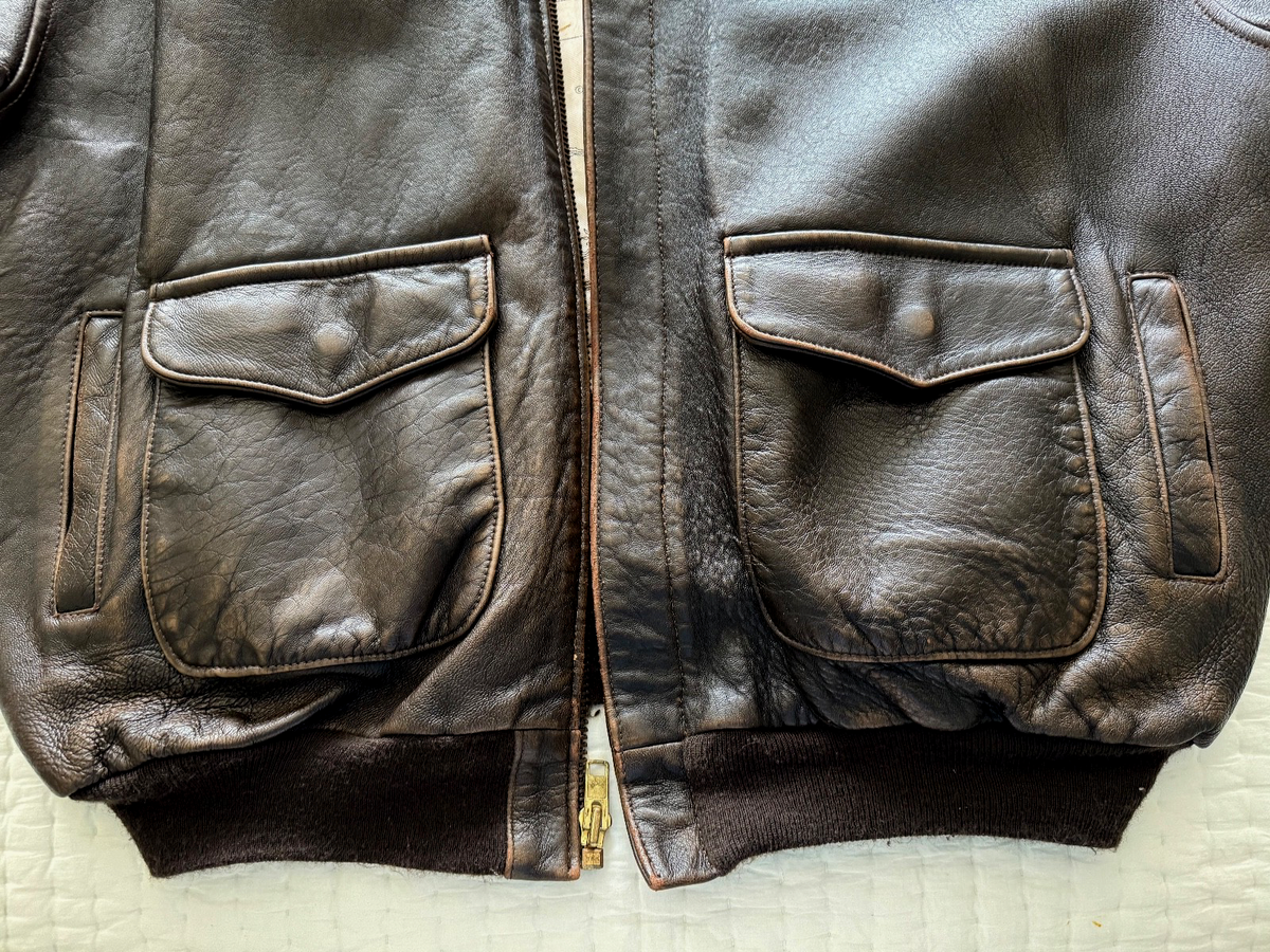 Avirex Type A-2 Brown Leather Flight Jacket US Army Air Force XL w