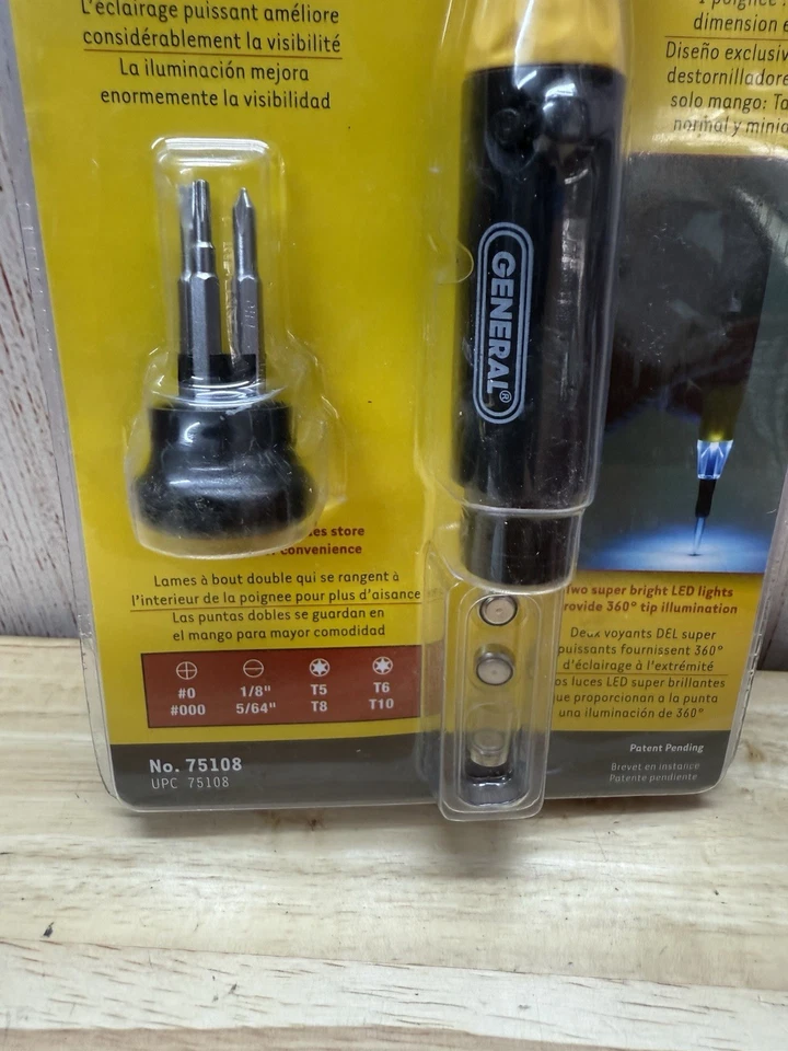 General Tools: 8-in-1 Lighted Precision Screwdriver With 3 Batteries NOS Sealed - Image 3 of 4