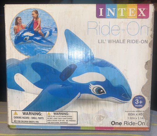 Intex Lil Whale Inflatabl Ride On Swimming Pool Toy NEW IN DISTRESSED RETAIL BOX