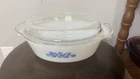 VTG Anchor Hocking Fire King #433 Blue Cornflower Oval Casserole 1.5 Qt w Lid
