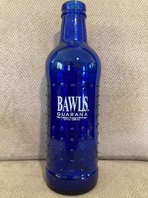 Bawls Guarana Soda Glass Cobalt Blue Bottle EMPTY Vintage no cap white defect