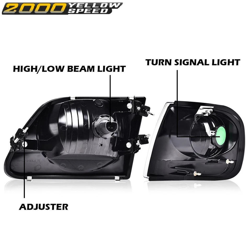 Fit For 97-03 Ford F150/99-02 Expedition Headlights+Corner Lights Assembly Pair Foto 3 de 4