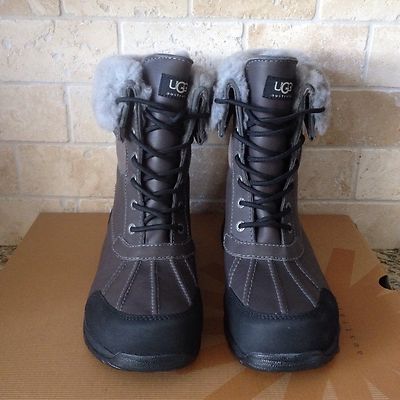 UGG Butte Metal Gray Waterproof Leather Sheepskin Snow Boots  display picture 1