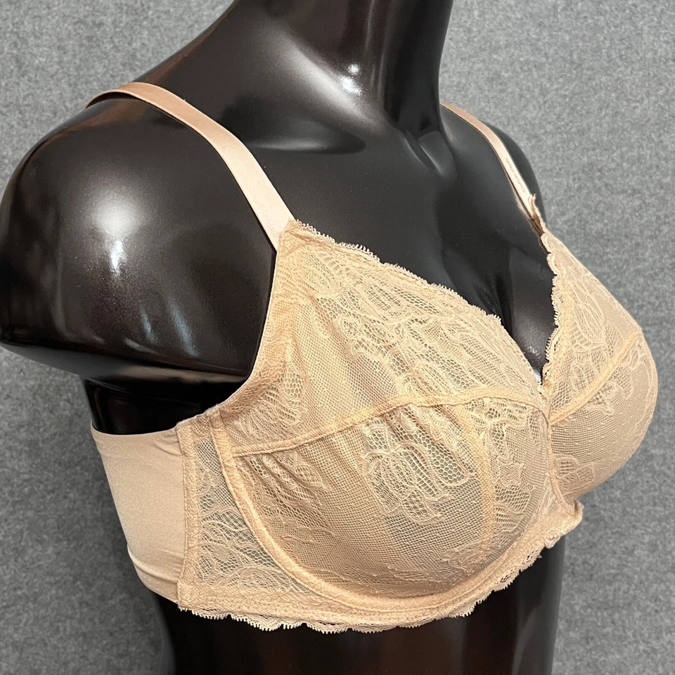 Calvin Klein 40DD Sheer Full Coverage Lace Underwire Bra Beige Unpadded - Image 3 of 4