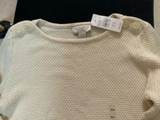 ANN TAYLOR LOFT IVORY COLOR LADIES SWEATER, 100 COTTON WEAVE- XS. NEW WITH TAG
