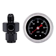 Liquid 0-60psi Fuel Pressure Gauge Regulator Gauge 1/8" NPT W/ 4AN Adapter