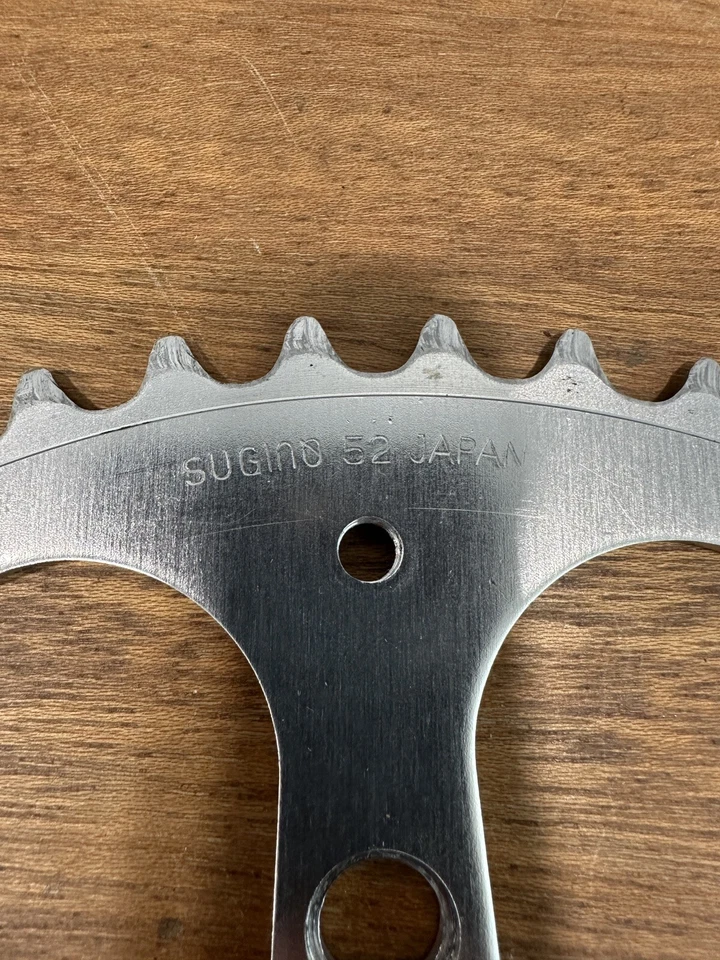 Plato Sugino de colección 52 dientes 110 BCD 52t aleación plata MTB bicicleta de carretera años 80 A4 Foto 2 de 3