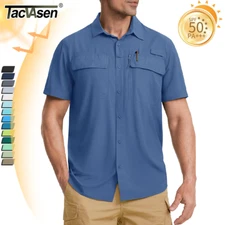 Men's UPF 50+ Fishing Shirts Sun Protection Short Sleeve Quick Dry Button Shirts