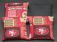 4 All Weather CORNHOLE BEANBAGS made w SAN FRANSISCO 49ers Fabric ACA Reg Bags